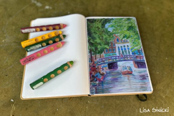 Amsterdam Canal drawing by Lisa Sinicki